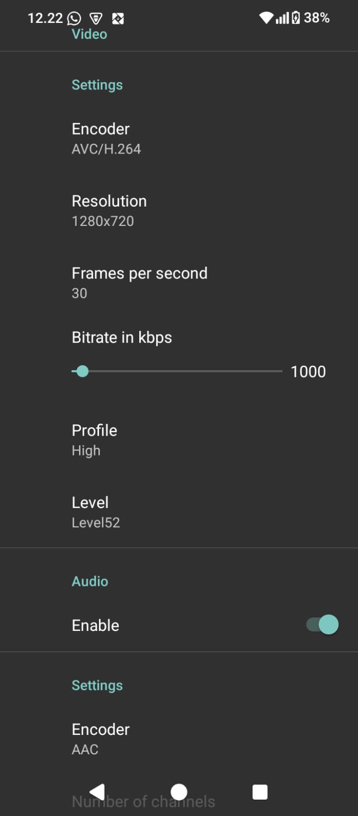Video Configuration Settings